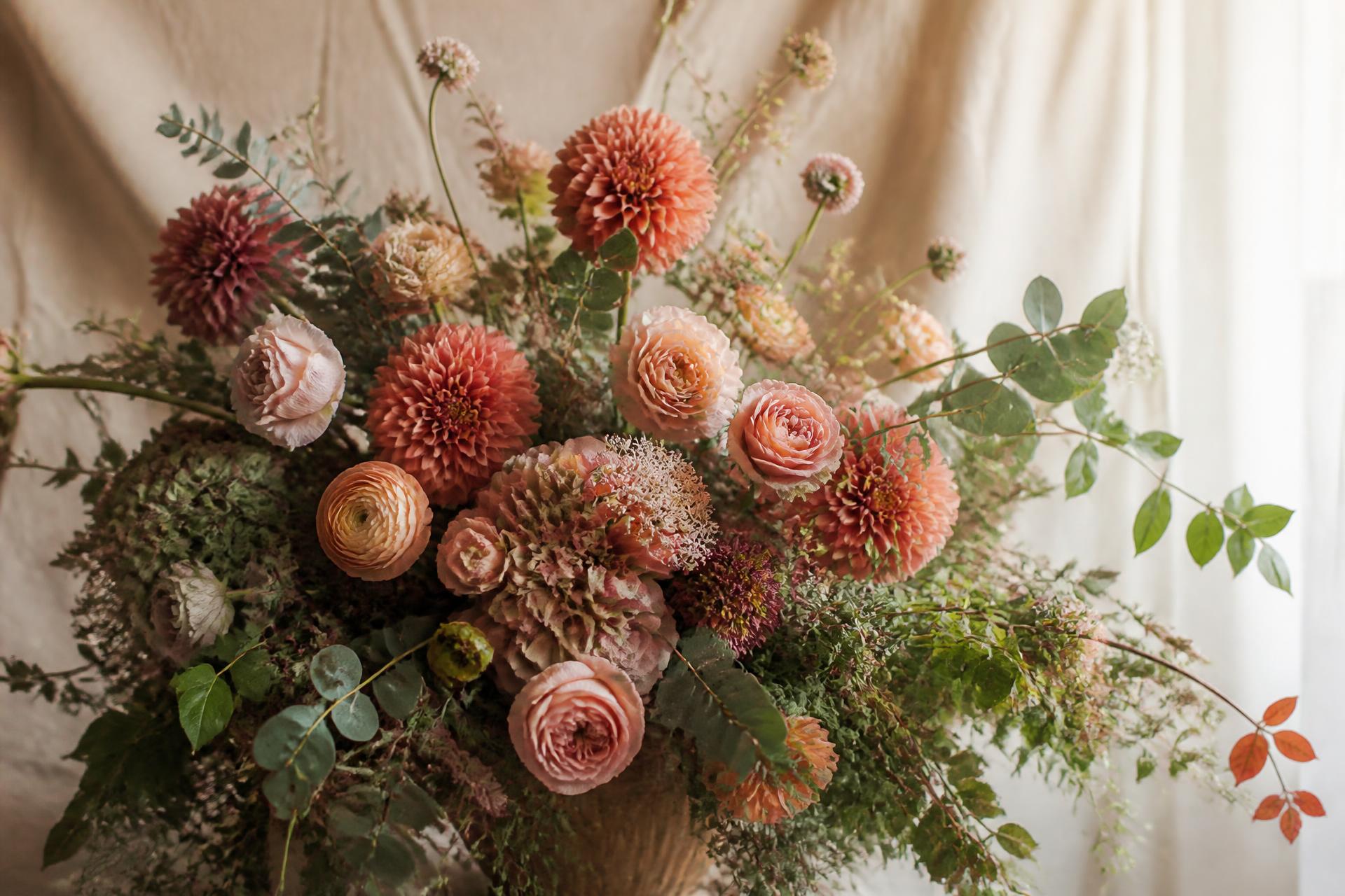 Wild bohemian floral arrangement